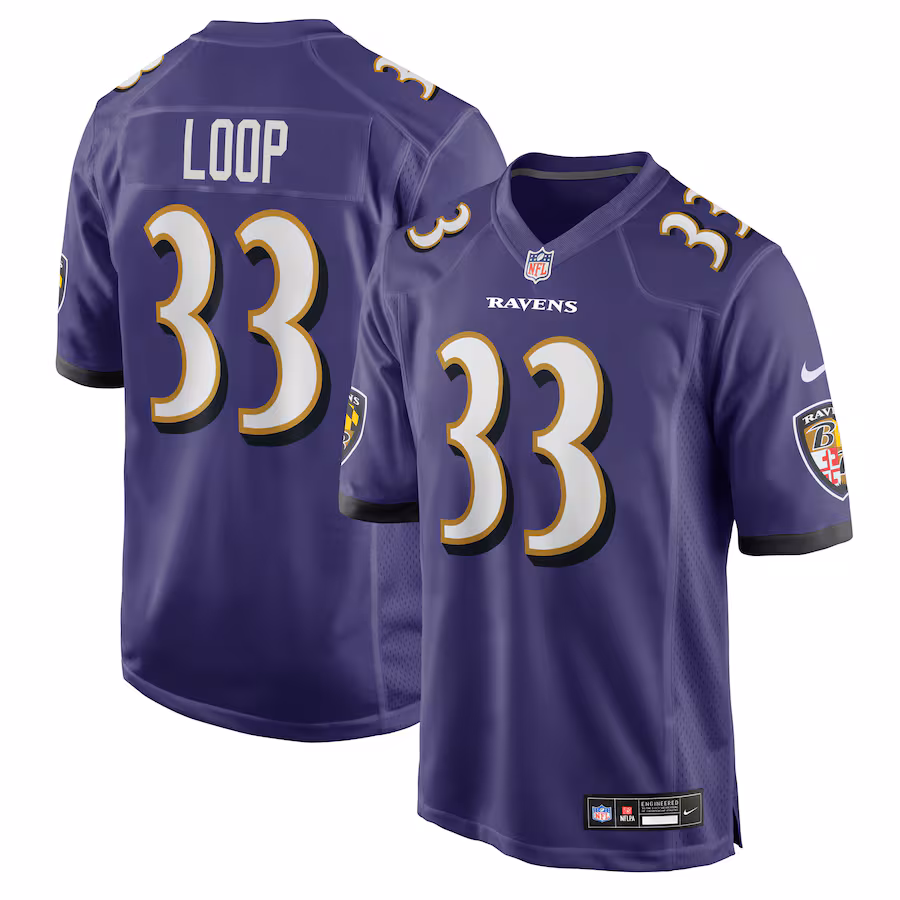Men's Baltimore Ravens Tyler Loop Nike Purple Team Game Jersey