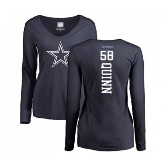 Football Women's Dallas Cowboys #58 Robert Quinn Navy Blue Backer Slim Fit Long Sleeve T-Shirt