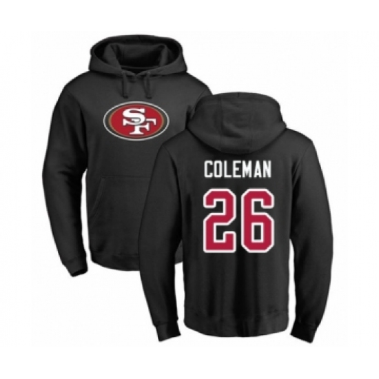 Football San Francisco 49ers #26 Tevin Coleman Black Name & Number Logo Pullover Hoodie