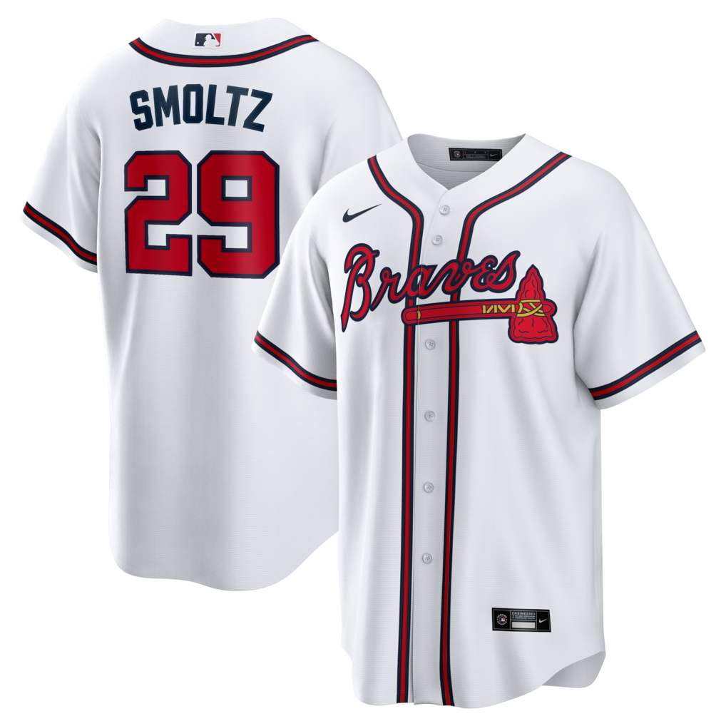 Men's Atlanta Braves John Smoltz Nike White Home Retired Player Replica Jersey