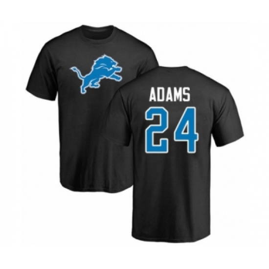 Football Detroit Lions #24 Andrew Adams Black Name & Number Logo T-Shirt