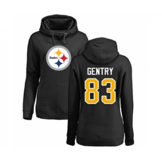Women's Pittsburgh Steelers #83 Zach Gentry Black Name & Number Logo Pullover Hoodie