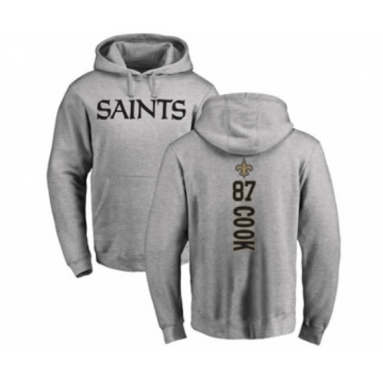 Football New Orleans Saints #87 Jared Cook Ash Backer Pullover Hoodie