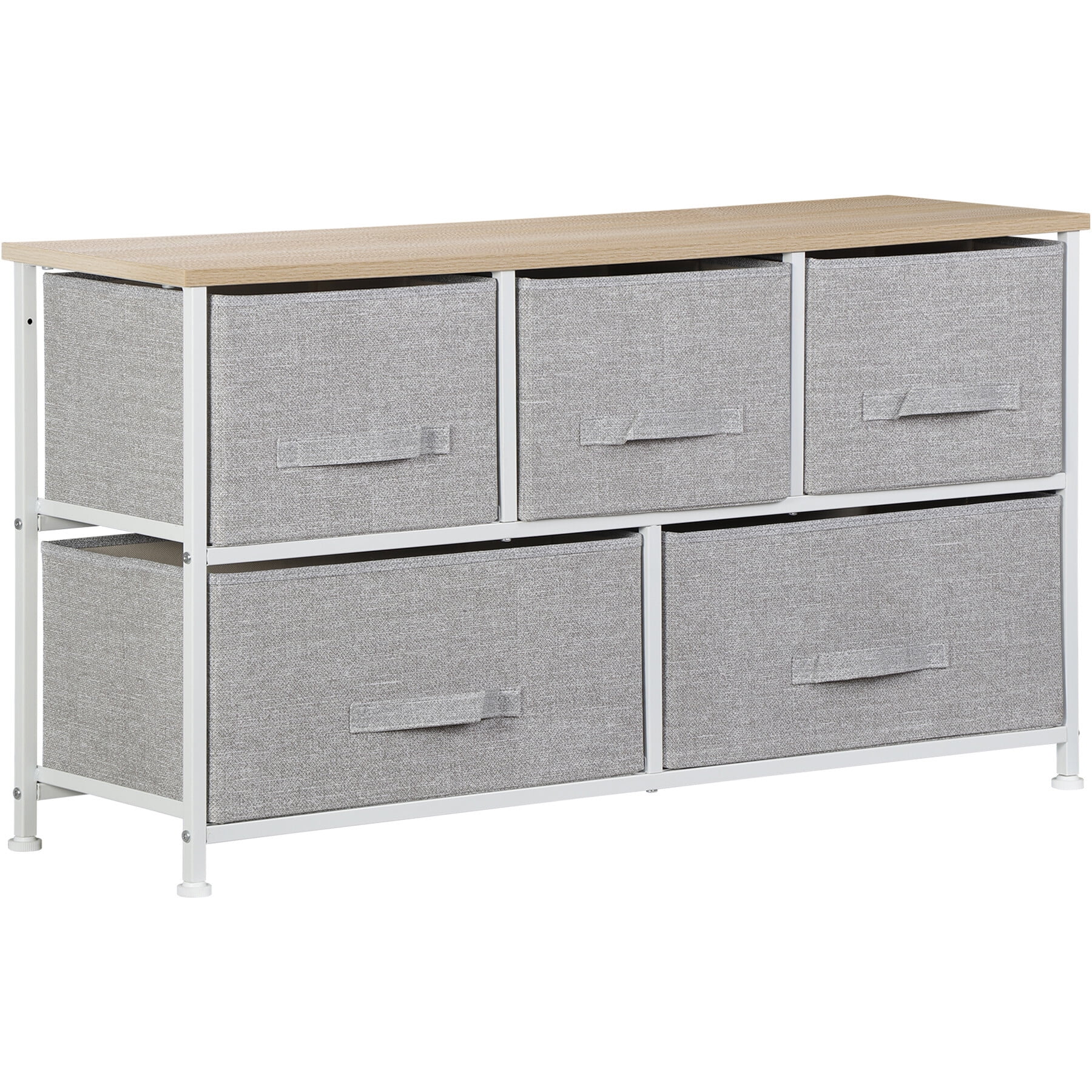 ZENSTYLE Steel Frame Wide Dresser Storage Tower 5-Drawer Dresser Organizer for Bedroom Hallway