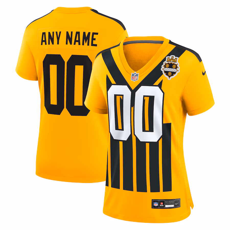 Women's Pittsburgh Steelers Nike Gold Alternate 1933 Throwback Game Custom Jersey