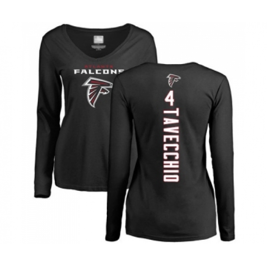 Football Women's Atlanta Falcons #4 Giorgio Tavecchio Black Backer Long Sleeve T-Shirt