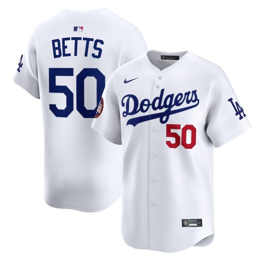 Men's Los Angeles Dodgers Mookie Betts Nike White 2025 MLB World Tour: Tokyo Series Home Limited Player Jersey