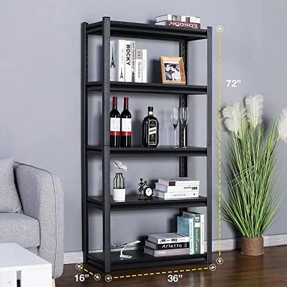 GEROBOOM 5 Tier Garage   Heavy Duty Steel Shelving Unit  Adjustable Metal Multi-use  Rack  Shelves for Garage  Basement  and Industrial Warehouse Or Office (36" W X 16" D X 72" - Curated Treasures Market