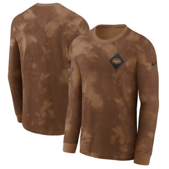 Men's New York Jets Brown 2023 Salute To Service Long Sleeve T Shirt