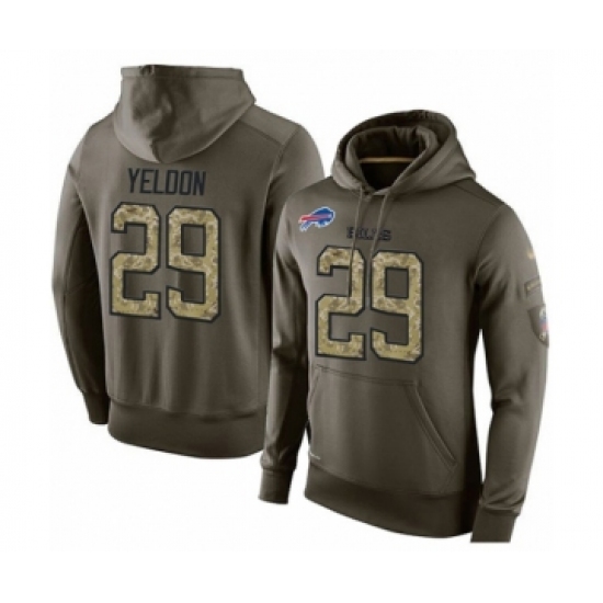 Football Men's Buffalo Bills #29 T.J. Yeldon Green Salute To Service Pullover Hoodie
