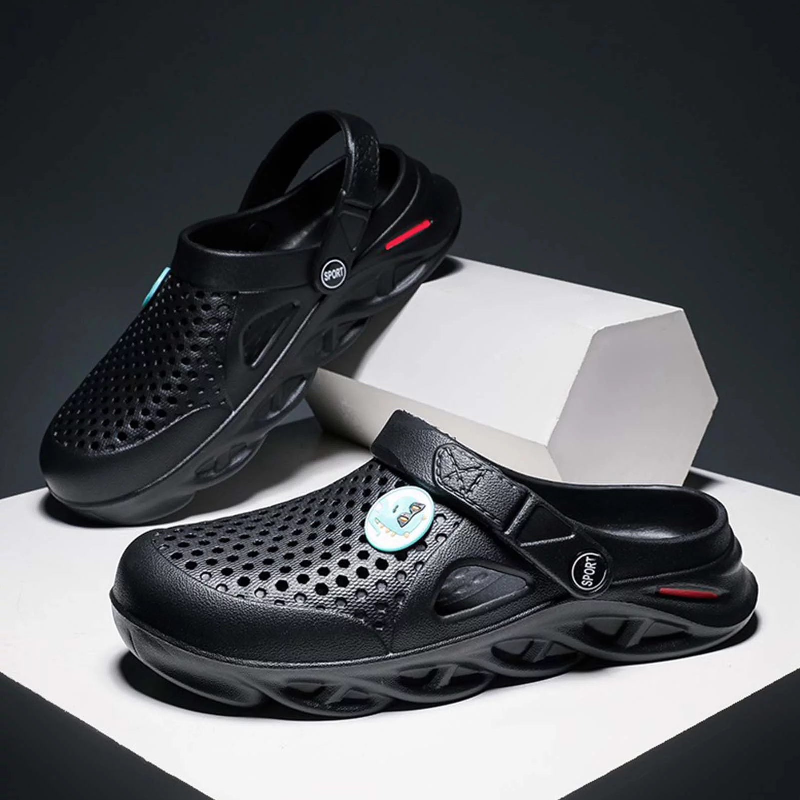 Garden Clogs for Men Rubber Clog Gardenning Shoes Summer Water Sandals Waterproof Comfort Slip on Quick Dry Pool Beach Yard Kitchen Antiskid Mules Shower Slides Black 45 - Curated Treasures Market