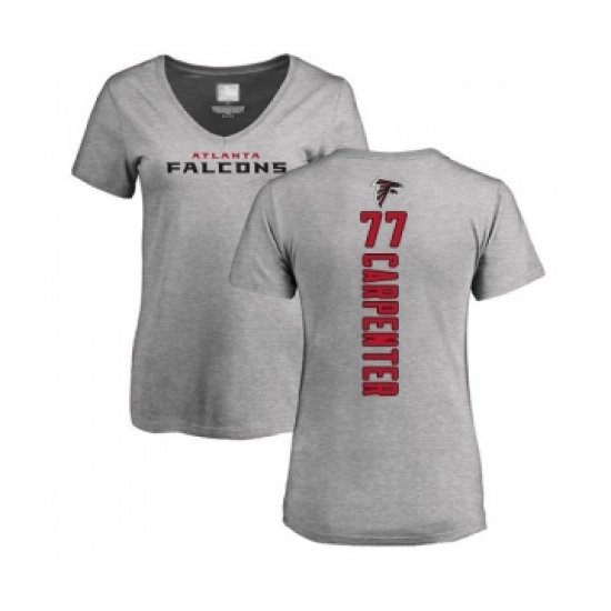 Football Women's Atlanta Falcons #77 James Carpenter Ash Backer T-Shirt