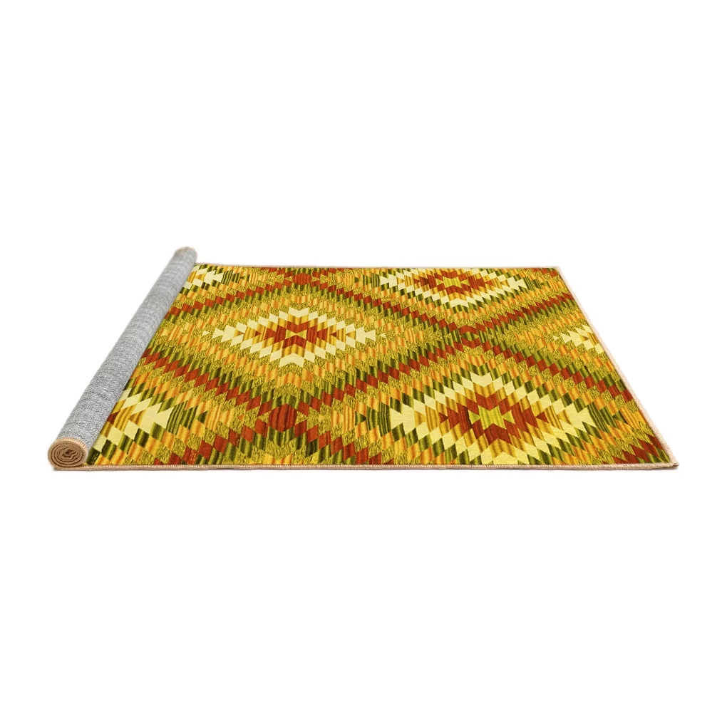 Ahgly Company Machine Washable Indoor Rectangle Southwestern Yellow Country Area Rugs, 5' x 7' - Curated Treasures Market