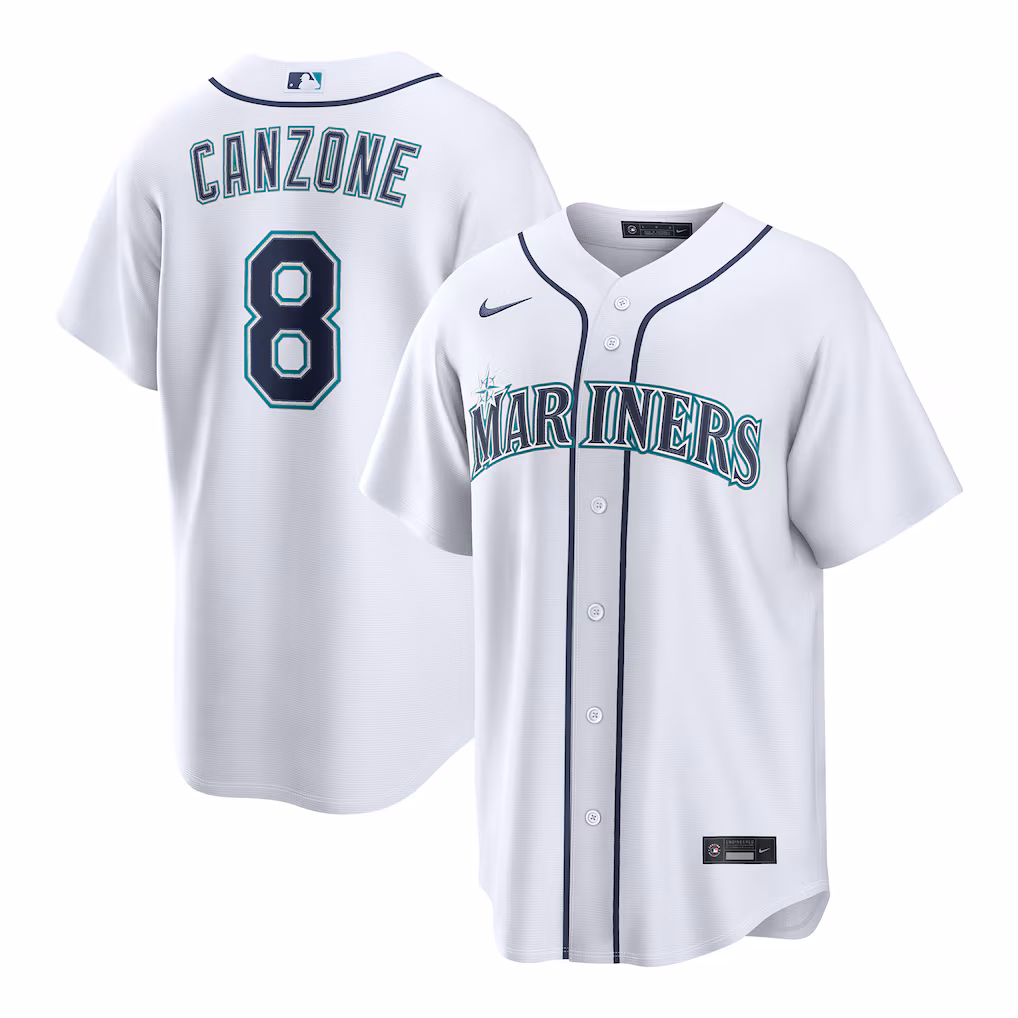 Men's Seattle Mariners Dominic Canzone Nike White Home Replica Jersey