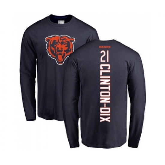 Football Chicago Bears #21 Ha Clinton-Dix Navy Blue Backer Long Sleeve T-Shirt