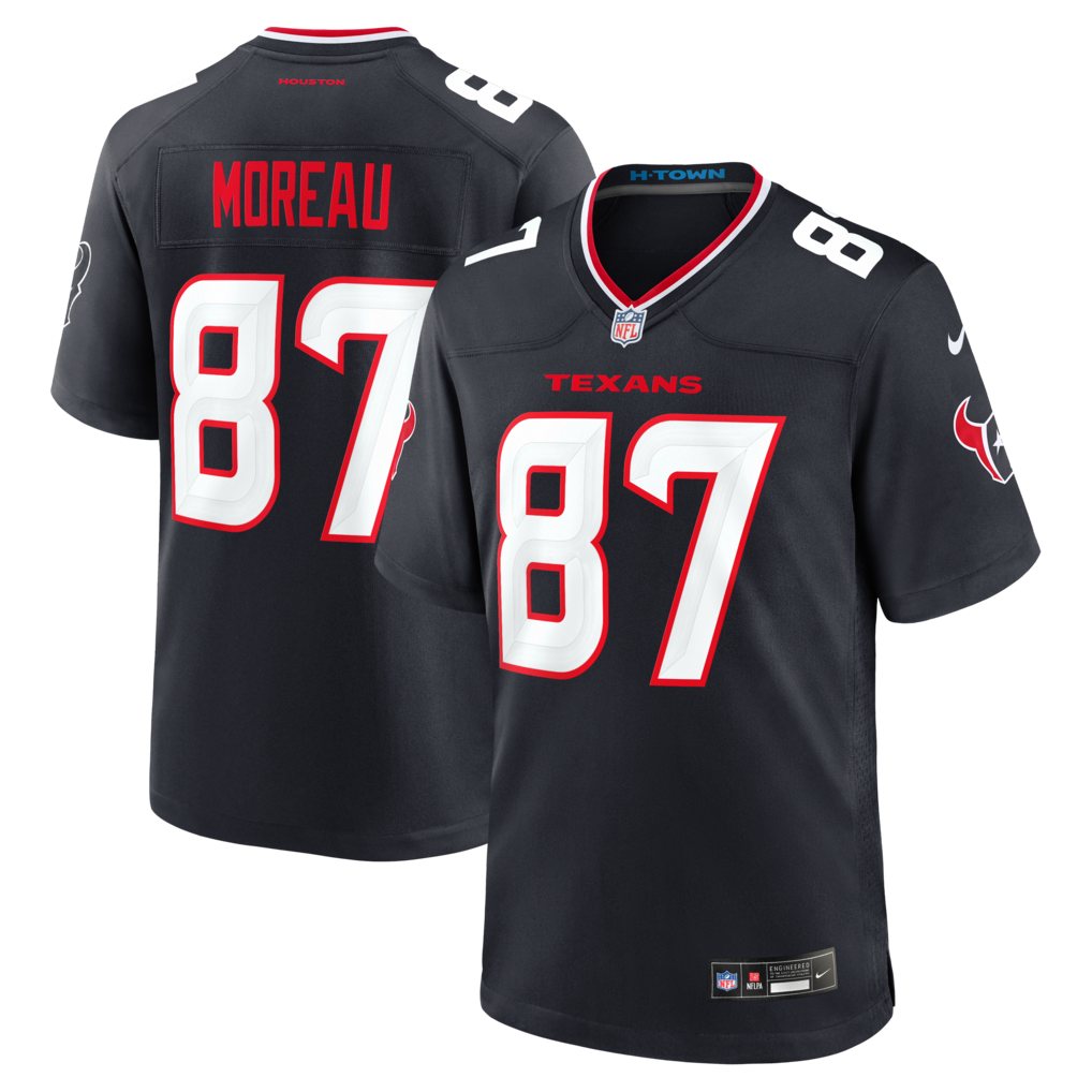 Men's Houston Texans Foster Moreau Nike Navy Team Game Jersey