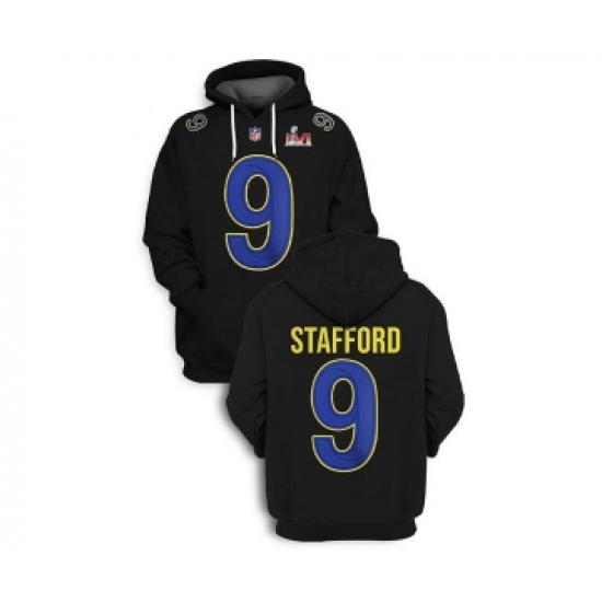 Men's Los Angeles Rams #9 Matthew Stafford 2022 Black Super Bowl LVI Pullover Hoodie