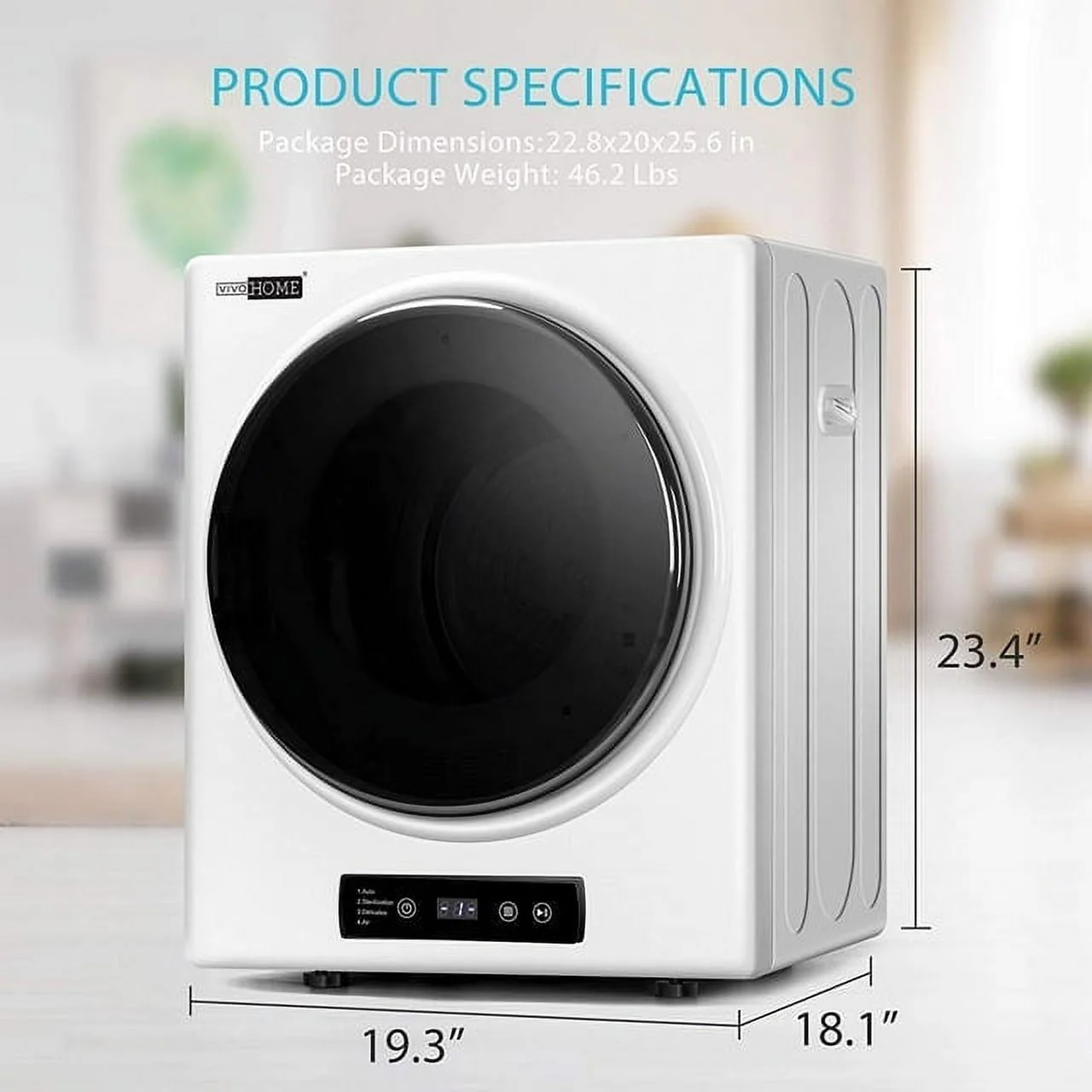 SPECSTAR 2.6 Cu.ft 9lbs Portable Laundry Dryer Machine, Front Load with Stainless Steel Drum, 2.6 Cu.ft 900W