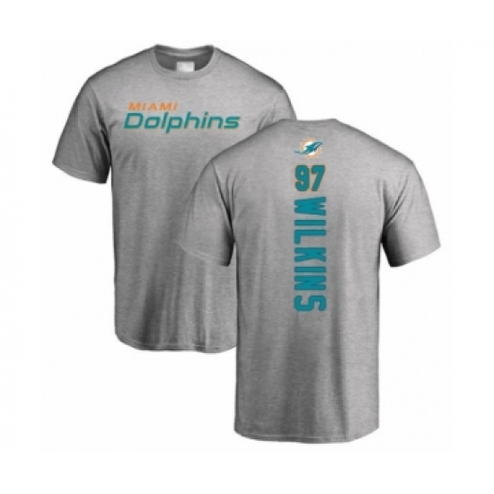 Football Miami Dolphins #97 Christian Wilkins Ash Backer T-Shirt