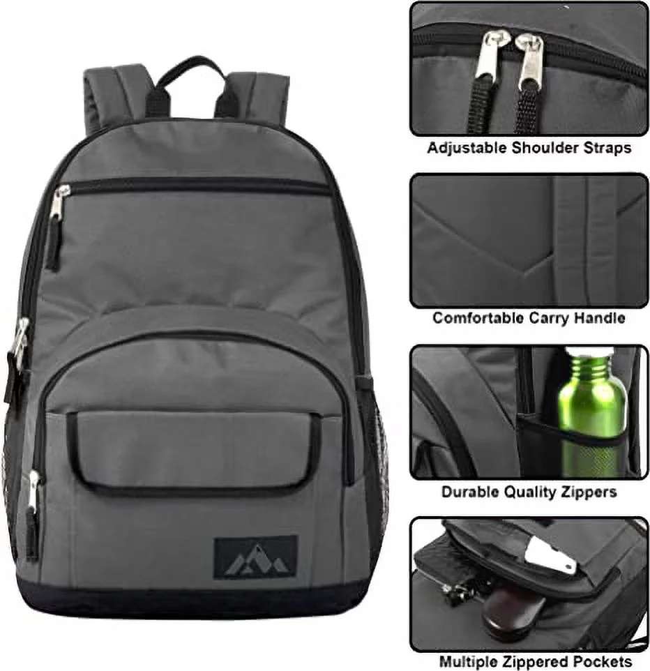Trail maker Bulk Backpacks for Kids, Adults 24 Pack Wholesale Multipocket Backpacks for School in Bulk with Padded Straps (Boys Color Pack) - Curated Treasures Market