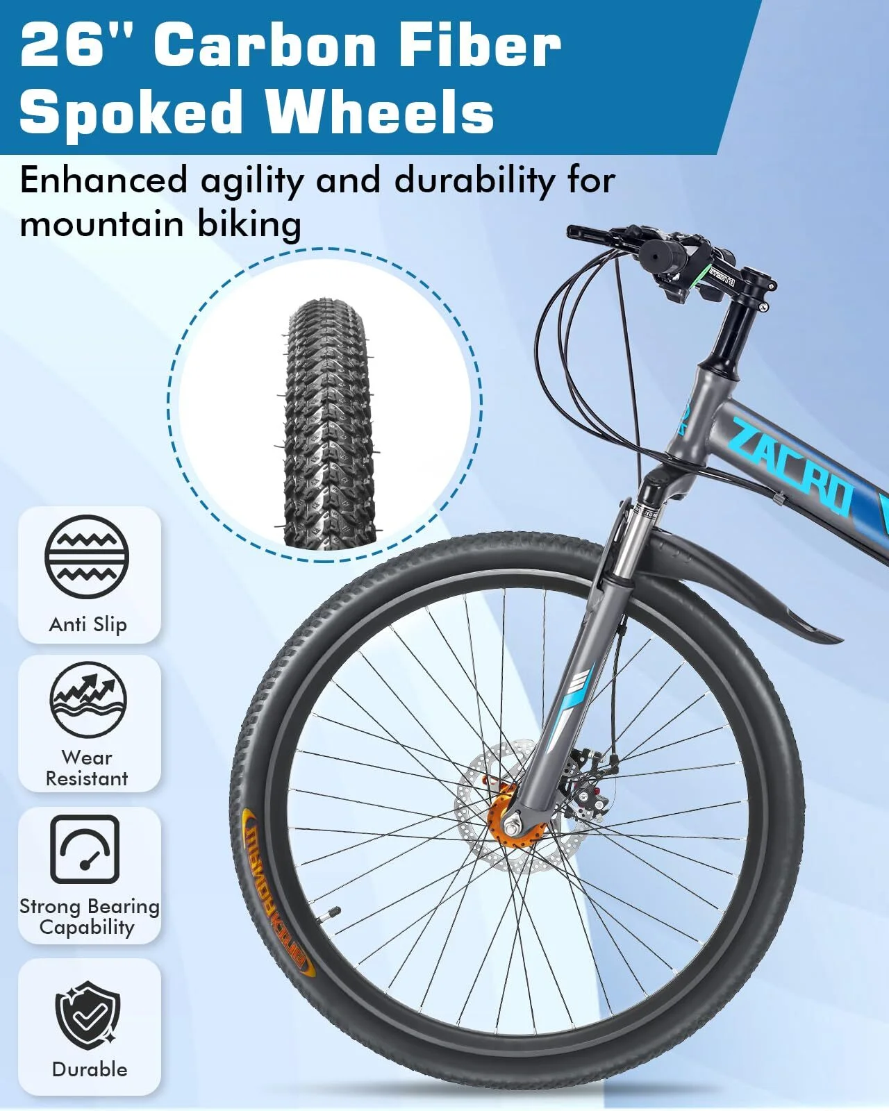 Zacro 26 Inch Folding Mountain Bike, Compact Mountain Bike with 24 Speed Dual Disc Brake and Shock Absorbers Alloy Wheels, for Men Women Adults Youth,Blue - Curated Treasures Market