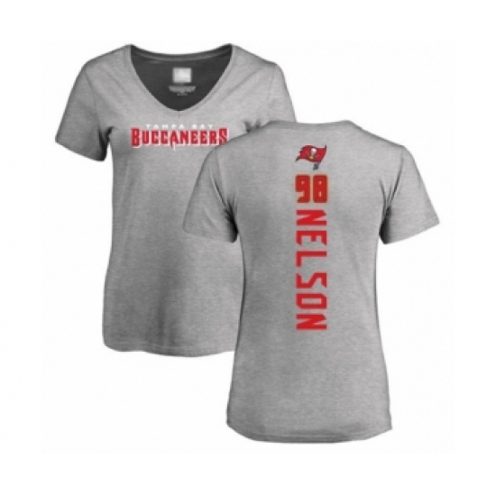 Football Women's Tampa Bay Buccaneers #98 Anthony Nelson Ash Backer T-Shirt