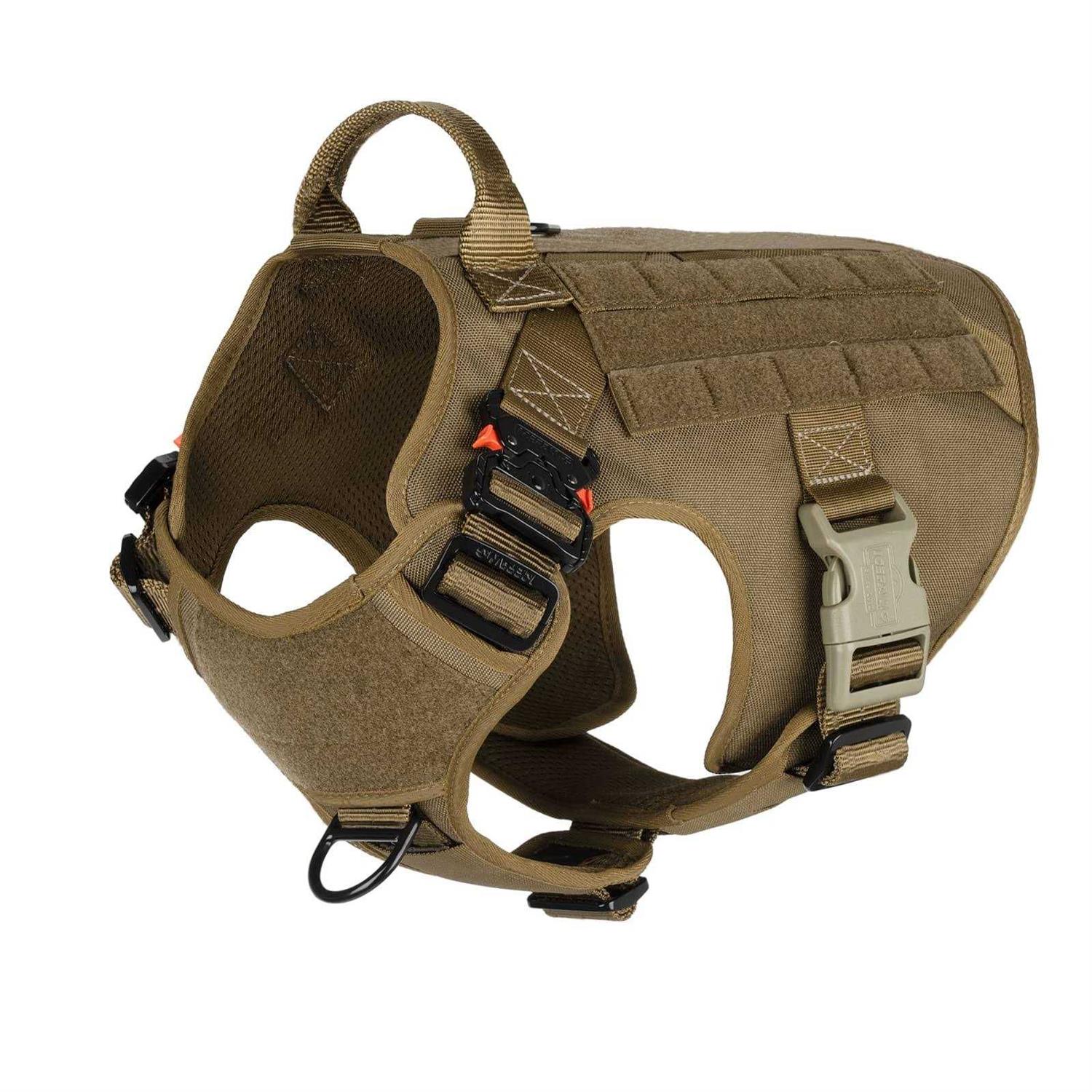 Icefang Tactical Dog Harness Size,2X Metal Buckle,Working Dog Molle Vest with Handle,No Pulling Front Leash Clip,Hook and Loop Panel
