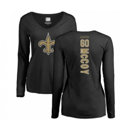 Football Women's New Orleans Saints #60 Erik McCoy Black Backer Slim Fit Long Sleeve T-Shirt