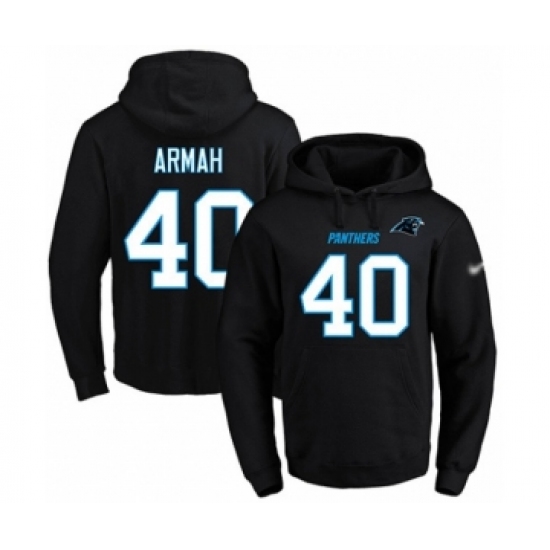Football Men's Carolina Panthers #40 Alex Armah Black Name & Number Pullover Hoodie