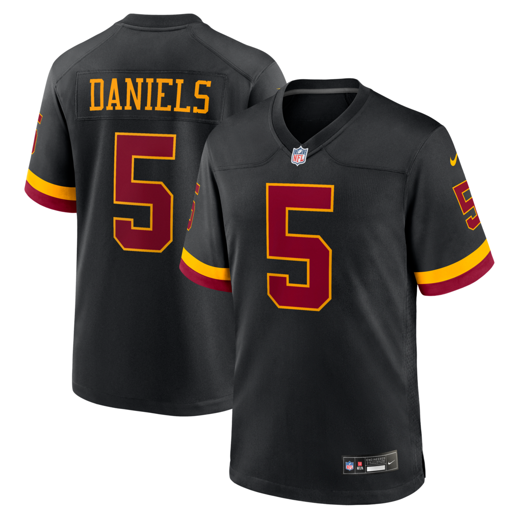 Men's Washington Commanders Jayden Daniels Nike Black Hail Raiser Alternate Game Jersey