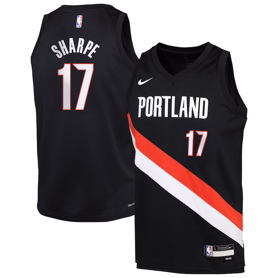 Youth Portland Trail Blazers Shaedon Sharpe Nike Black Icon Edition Swingman Jersey