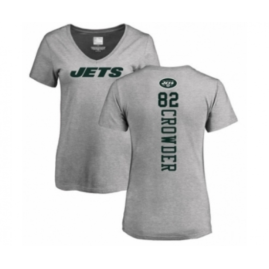Football Women's New York Jets #82 Jamison Crowder Ash Backer T-Shirt