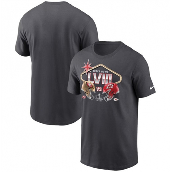 Mens Anthracite Kansas City Chiefs vs. San Francisco 49ers Super Bowl LVIII Matchup T-Shirt