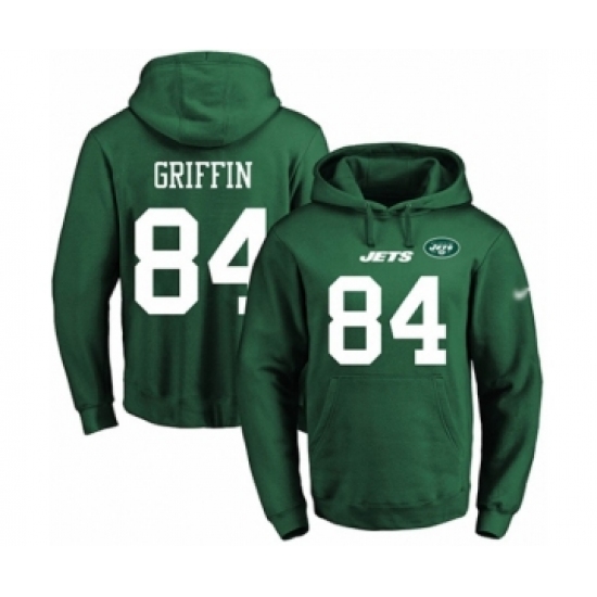 Football Men's New York Jets #84 Ryan Griffin Green Name & Number Pullover Hoodie