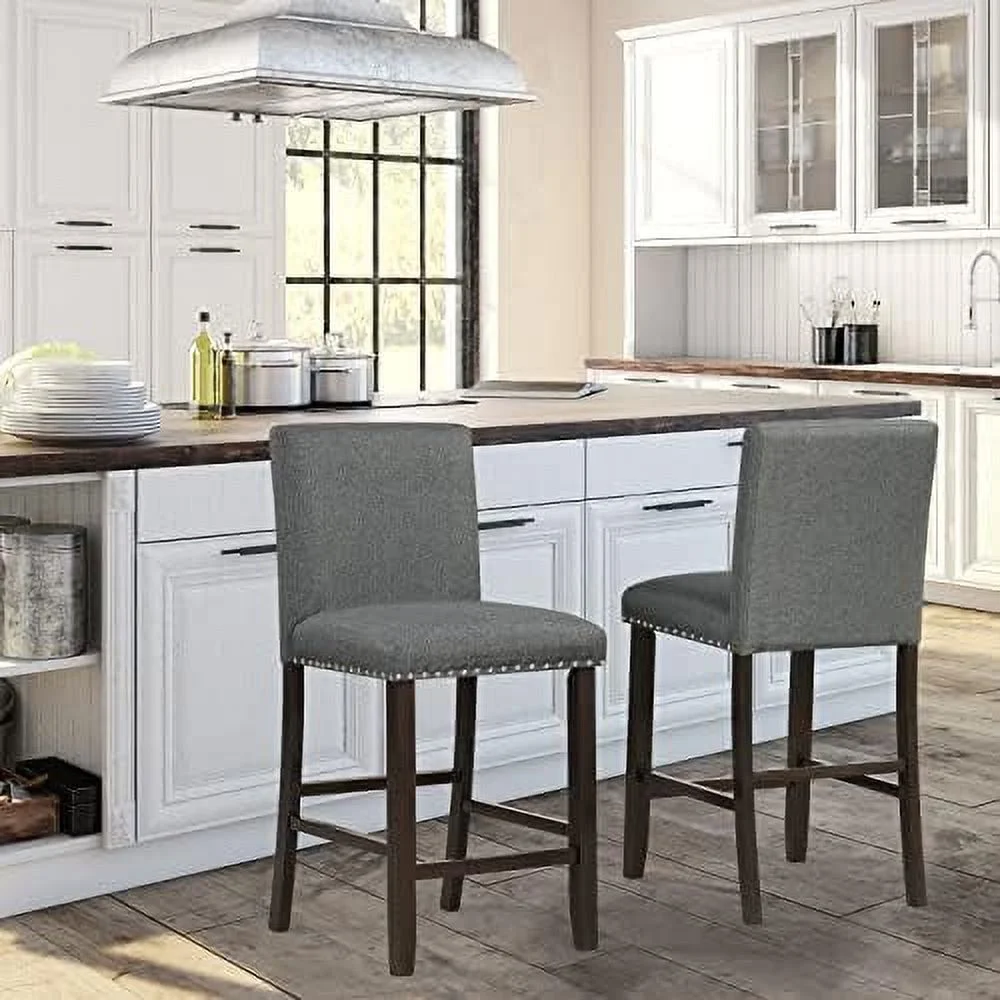 TJUNBOLIFE Upholstered  Stools Set of 4  25.5" Counter Height PVC Leather Accent  Chairs  Mid-Back Armless Breakfast Chairs  Modern Side Chairs for Dining Room  Kitchen  Restaurant  B - Curated Treasures Market