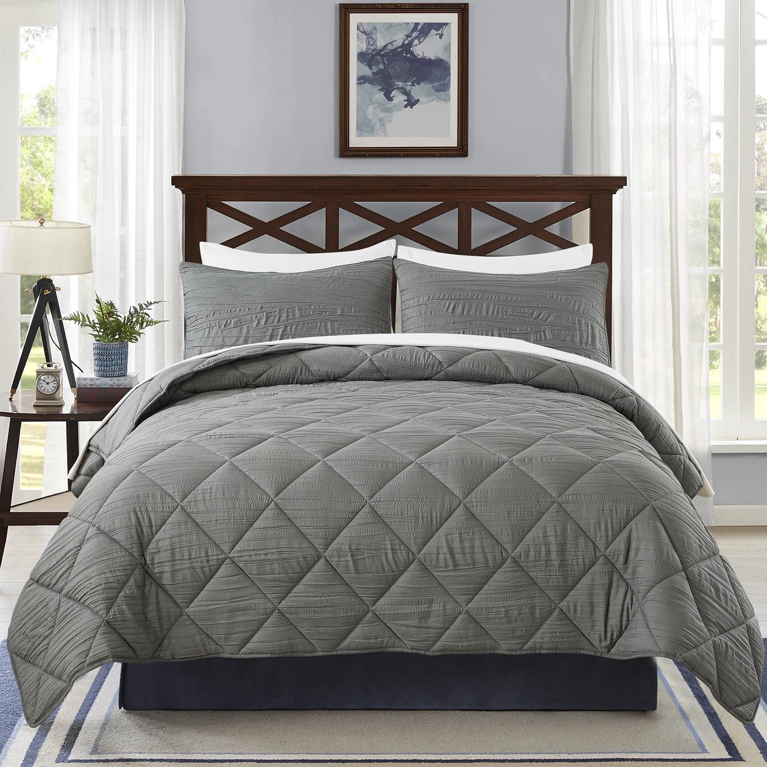 NC Twin Comforter Sets With 1 Pillowcase, 2 Piece Soft Bedding Set, Dark Gray - Curated Treasures Market