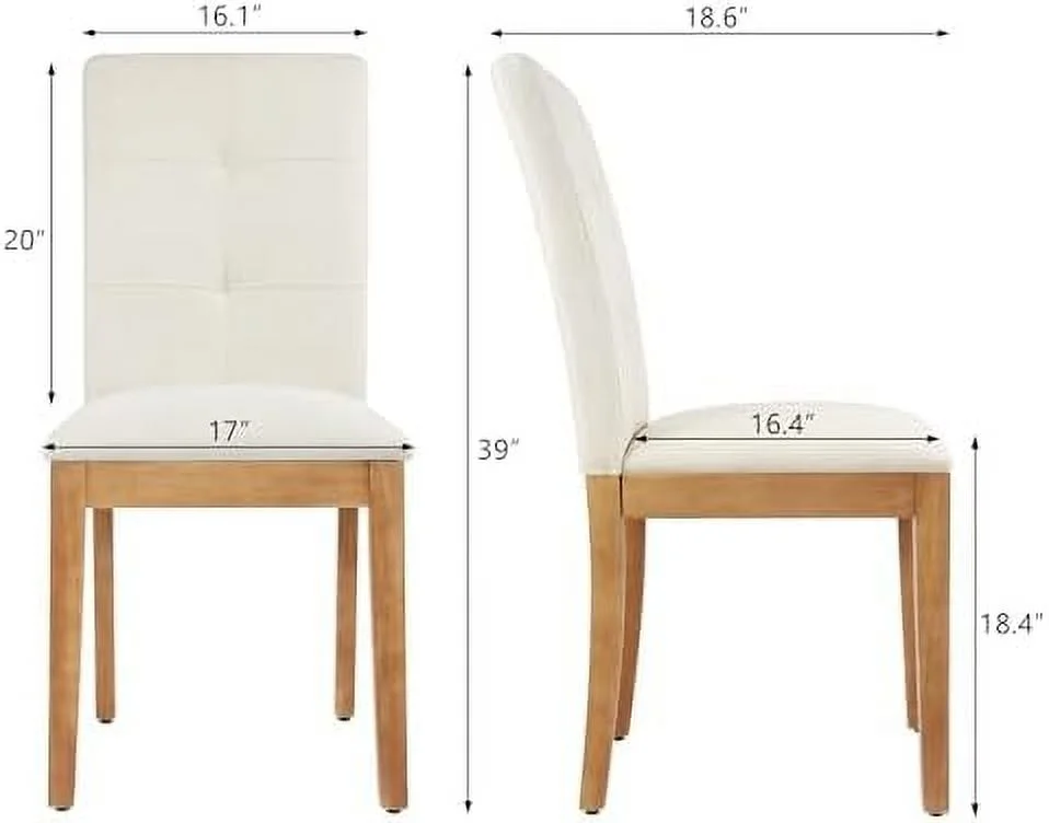 TJUNBOLIFE Dining Chairs   Modern Upholstered Fabric Dining Room Chairs  Armless Kitchen Chairs with Wood Legs and Padded Seat for Living Room  Bedroom  Kitchen (Beige) - Curated Treasures Market