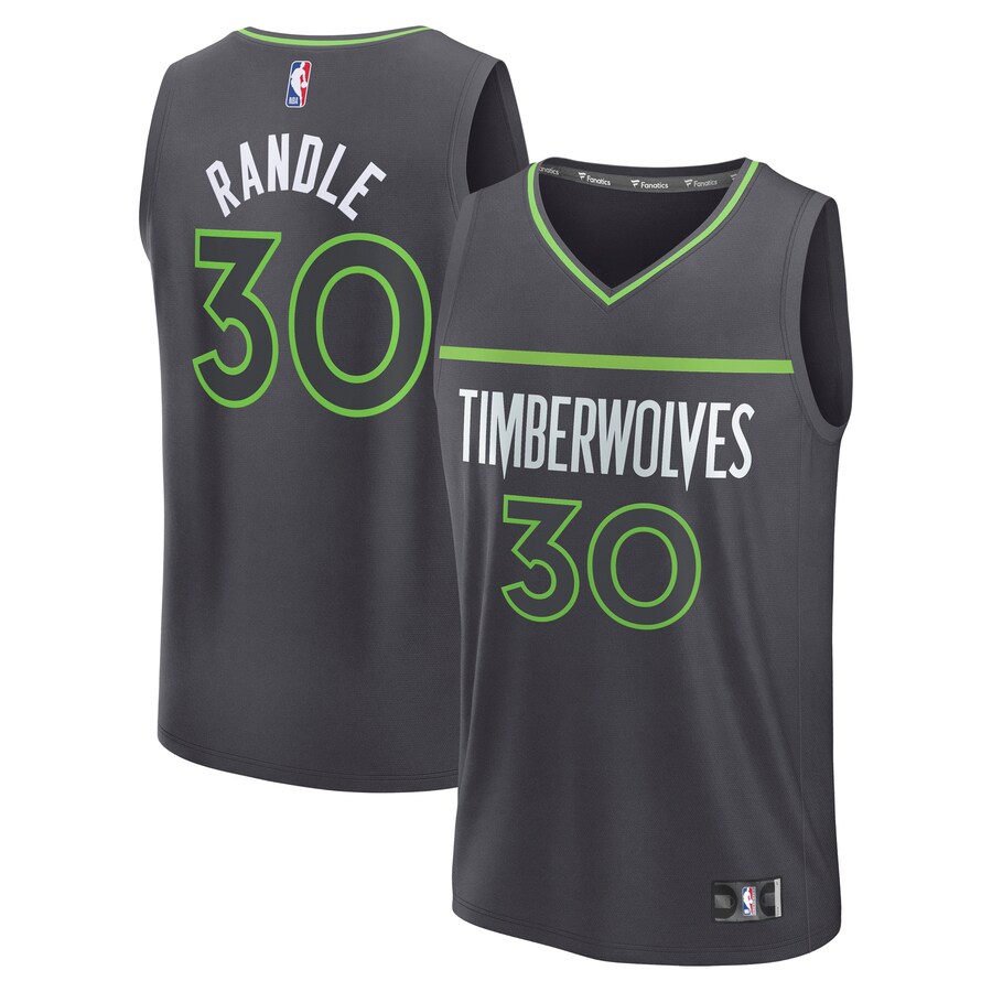 Men's Minnesota Timberwolves Julius Randle Fanatics Charcoal Fast Break Replica Player Jersey - Statement Edition