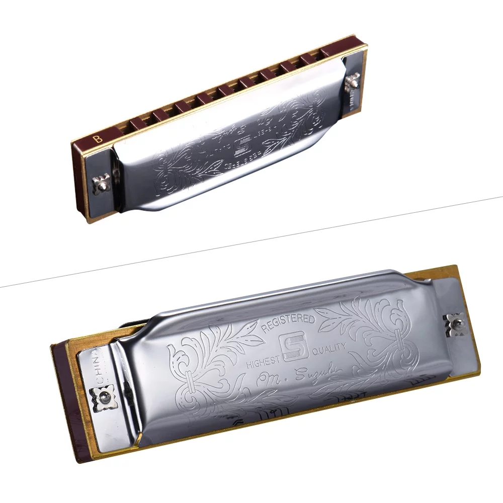 Suzuki 1072-B Folkmaster Standard 10-Hole Diatonic Harmonica Key of B 20 Tone for Beginner Student - Curated Treasures Market