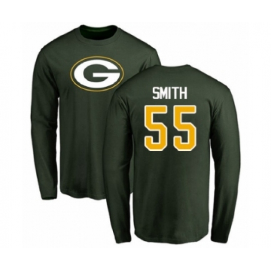 Football Green Bay Packers #55 Za'Darius Smith Green Name & Number Logo Long Sleeve T-Shirt