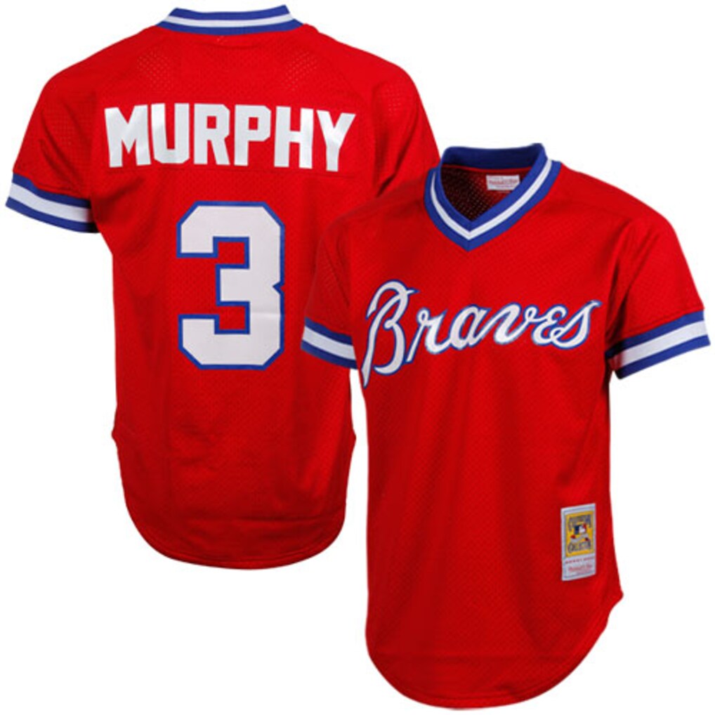 Men's Atlanta Braves Dale Murphy Mitchell & Ness Scarlet Authentic Batting Practice Jersey