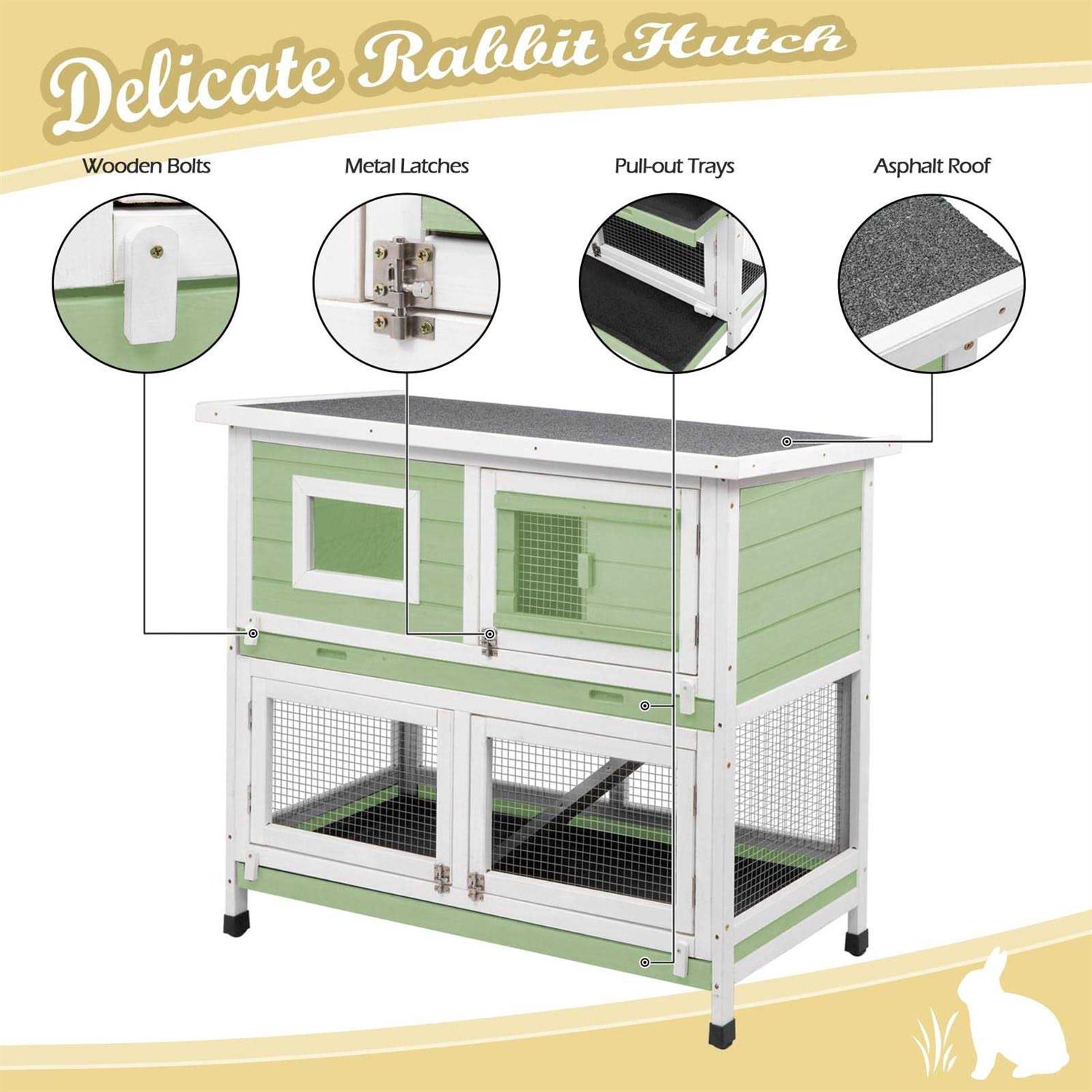 PetsCosset Rabbit Hutch Rabbit Cages Indoor Rabbit Hutch Outdoor Bunny Cage Rabbit Cage On Wheels Two Story Weatherproof Guinea Pig Cage for Small