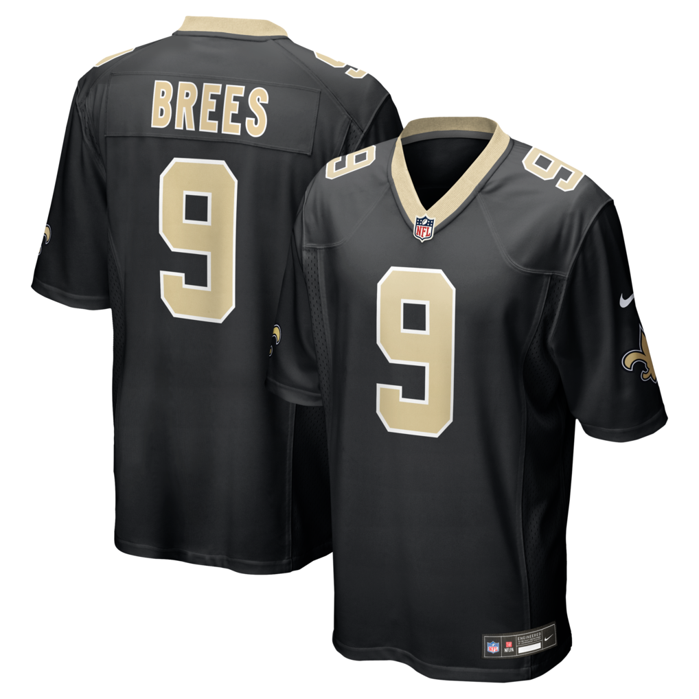 Men's New Orleans Saints Drew Brees Nike Black Team Game Jersey