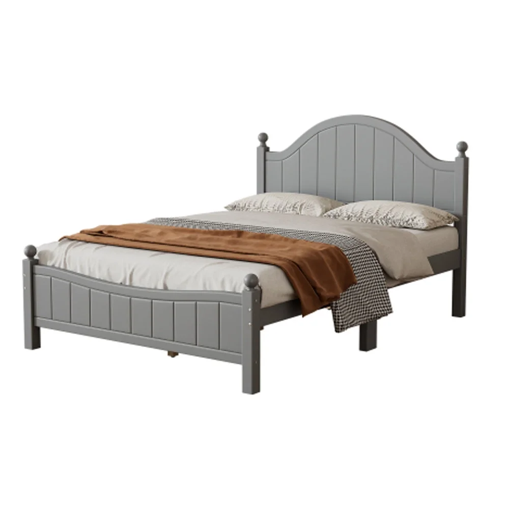 Traditional Concise Style Gray Solid Wood Platform Bed. No Need Box Spring. Full