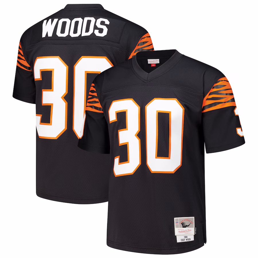 Men's Cincinnati Bengals Ickey Woods Mitchell & Ness Black 1988 Legacy Replica Jersey