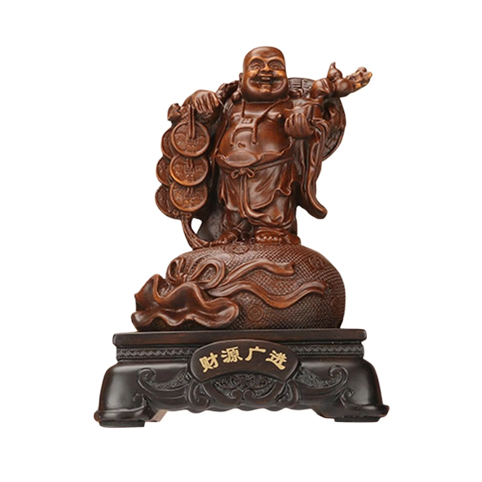 Buddha Sculpture, Laughing Buddha Figurine Artwork Ornament Feng Shui Chinese Buddha Statue, Sitting Buddha Statue for Garden Outdoor Car Home Style D - Curated Treasures Market