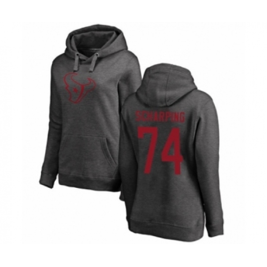 Football Women's Houston Texans #74 Max Scharping Ash One Color Pullover Hoodie