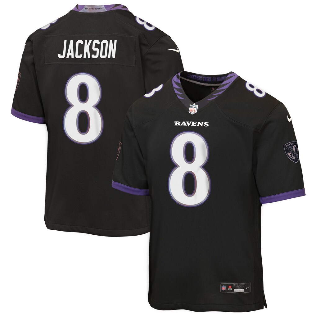 Youth Baltimore Ravens Lamar Jackson Nike Black Alternate Game Jersey