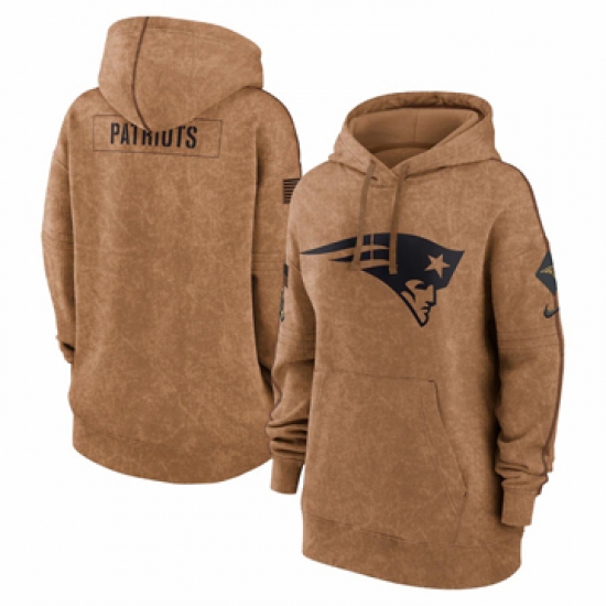 Women's New England Patriots Nike Brown 2023 Salute to Service Pullover Hoodie