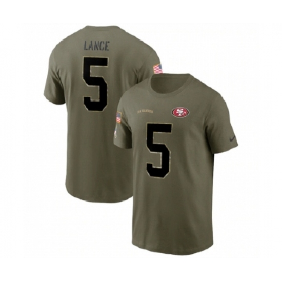 Men's San Francisco 49ers #5 Trey Lance 2022 Olive Salute to Service T-Shirt